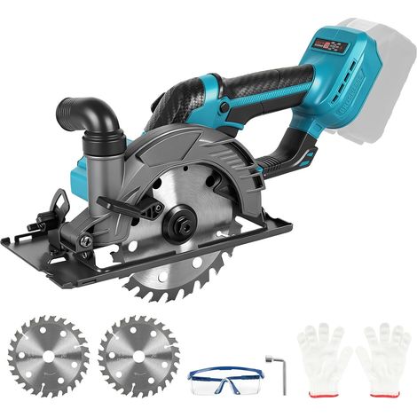 Scie circulaire sans fil 5,5" pour batterie Makita 18 V, mini scie circulaire manuelle sans balais avec 2 lames de scie, 1200 W, profondeur de coupe 63 mm, pour couper le carrelage et le bois (sans (1/5)