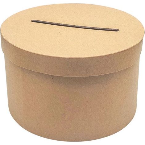 Urne - Kraft - Ronde - A décorer - Carton - 24,5x24,5x15cm