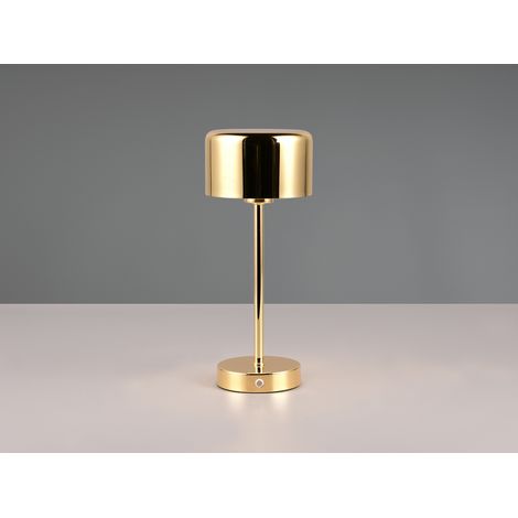 Akku Tischleuchte JEFF per USB aufladbar, Sensordimmer, Messing poliert, H: 30cm