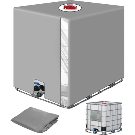 Bache pour Cuve IBC 1000L, Bâche Recuperateur d Eau de Pluie avec Film Transparent, Anti-UV Anti-Poussière Bache Couvercle Housse de Protection Cuve Gris(116 x 100 x 120 cm) (1/5)