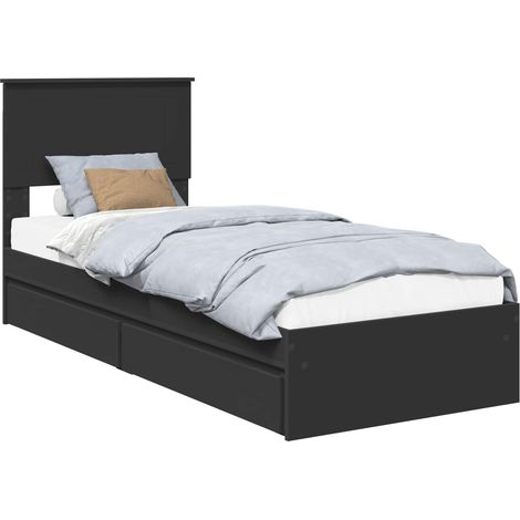 Aufbewahrungsbett Schwarz 75 x 190 cm Holzwerkstoff vidaXL