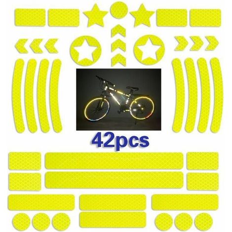 ZVD 42 pegatinas reflectantes para casco de bicicleta, pegatinas reflectantes para bicicleta, pegatinas reflectantes para scooter (amarillas) (1/4)