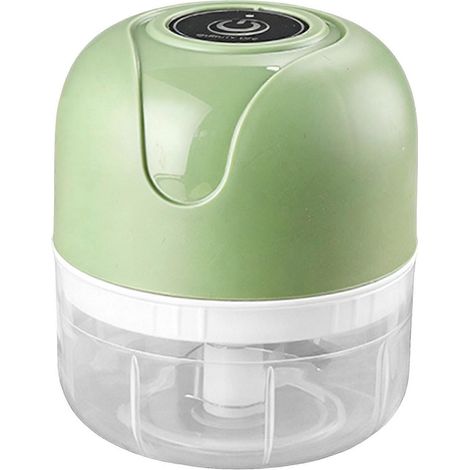 Mini hachoir à ail électrique portable, rechargeable par USB, sans fil, étanche, à une touche, en matériau de qualité alimentaire, pour bébé, légumes, viande, gingembre, 100 ml, vert (1/5)