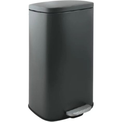 Spirella – Poubelle à pédale 30L en acier gris mat – Insert plastique avec poignée – Ouverture facile avec grande pédale – Dimensions 34,3 x 23,5 x 62,9 cm