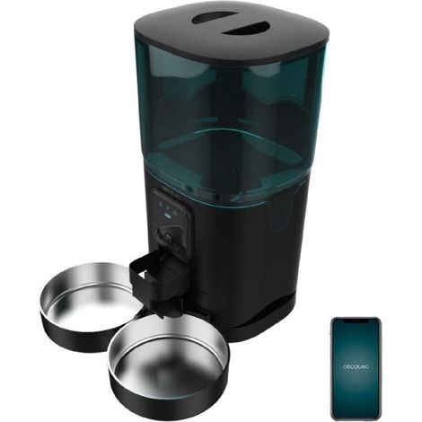Cecotec Comedero Dispensador Automático para Mascotas con Control WiFi, C·mara y Grabadora de Voz Pumba 8600 Double Meal Vision