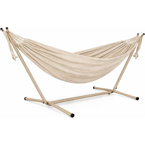 Amaca Da Esterno Con Supporto In Acciaio Beige Portata 200 Kg Regolabile In Altezza Telo Cotone Resistente Amaca Brasiliana Per Giardino Terrazzo Piscina Balcone Con Borsa 265 x 110 x 100 Cm Beige