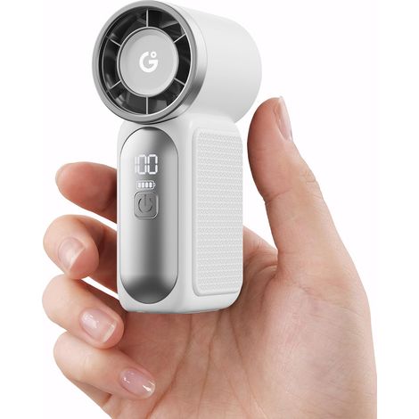 Portable Handheld Mini Fan, 6 Speeds High Velocity Personal Fan with LED Display, USB Rechargeable, Mini Fan for Makeup, Travel, Outdoor,White (1/5)