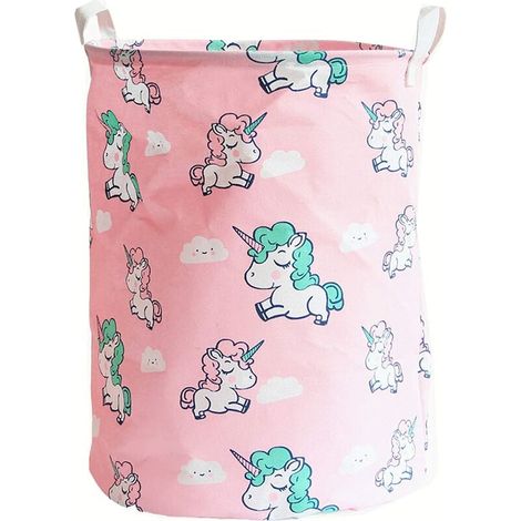 Panier à linge Licorne Grands Paniers De Rangement Toile Enfants Paniers Organisateur De Maison Pliable Conteneurs Pour Filles Bébé Chambre De Bébé Décor De Vacances, Rose (1/5)