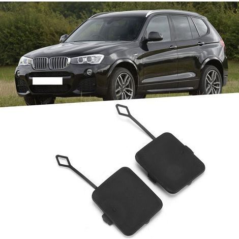Capuchon de couverture de crochet de remorquage de pare-chocs arrière 2 pièces 51127272415 ABS de remplacement noir pour X3 F25 2011-2014 (1/4)