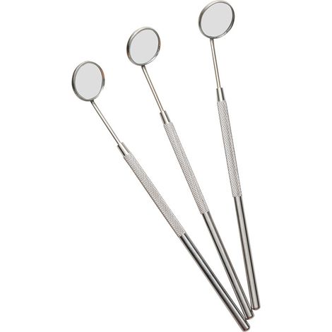 3 PCS Miroir Dentaire, Miroir de dent Dentaire en Acier Inoxydable, Miroir d'inspection de Stomatoscope, Miroir pour l'extension des Cils, Longueur 15,7 cm, Argent