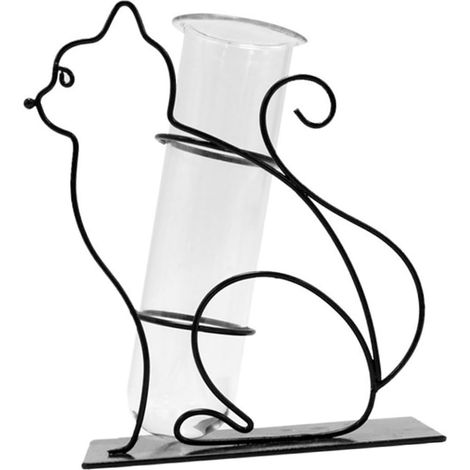 Vase Décoratif en Verre avec Cadre en Fer, Tube Hydroponique pour Fleurs et Plantes, Style Nordique Minimaliste, 1 Set pour Balcon (1/5)