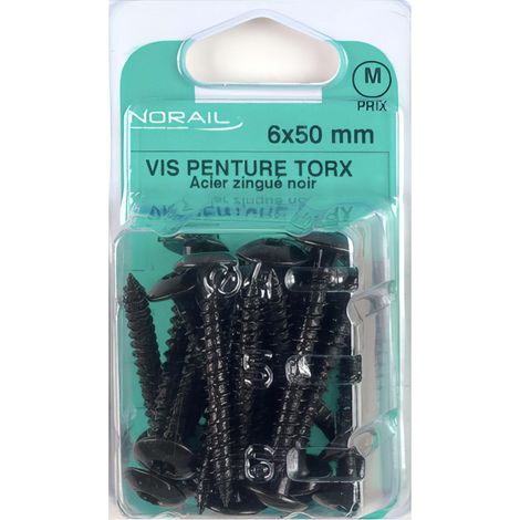 Blister de 25 vis penture Torx 6 x 50 mm - Zingué Noir - VPX0605006CP25 (1/2)