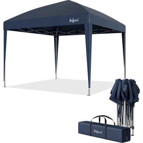 Zelsius Faltbarer Pavillon 3 x 3 m, Blau, Pop-Up Faltpavillon, Gartenzelt, Partyzelt mit Tasche (1/5)