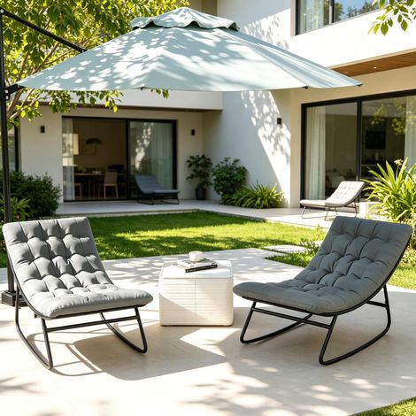 Fauteuil à bascule confortable et relaxant, fauteuil à bascule élégant à deux places, fauteuil à bascule lounge polyvalent (uniquement avec 2 fauteuils à bascule) (1/4)