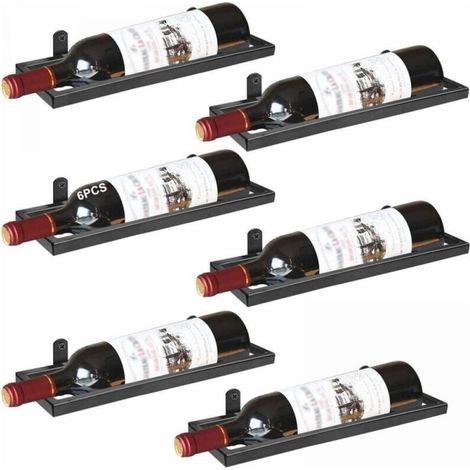 Mounted Iron Wine Bottle, Metal Hanging Wine Rack Organizer, Wall Mounted Iron Wine Rack, Apply to Storage Rack for Wine Cellar Living Room Wall Decor (Black 6) (1/5)