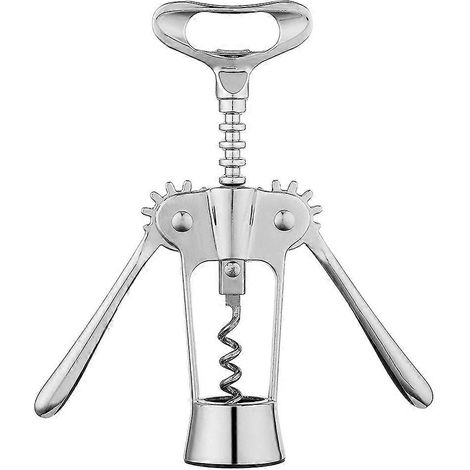 Tire-bouchon à ailettes, ouvre-bouteille tout-en-un en acier inoxydable argenté (1/5)
