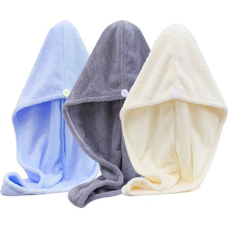 Lot de 3 Serviettes Turban Microfibre Séchage Rapide Douce Anti-Frisottis Salle de Bain Voyage (1/5)