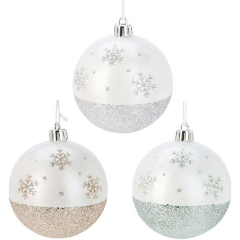 Adornos navideños blancos, dorados y plateados decorados, 12 unidades. (1/4)