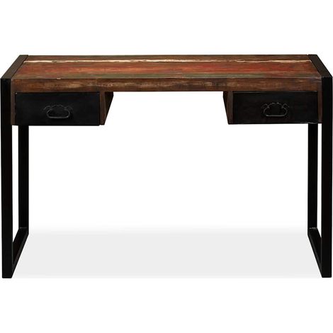 Maison Exclusive - Scrivania a 2 Cassetti Legno Massello di Recupero 120x50x76 cm (1/5)