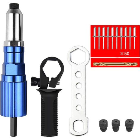 Ensemble de têtes de conversion de rivets électriques pour décoration de maison et réparation de voiture avec kit de rivets coulés en aluminium haute dureté (1/5)