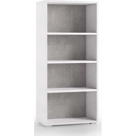 Bibliothèque 60x30x130 cm blanc frêne et béton avec trois étagères - Croazia (1/3)