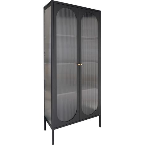 Adelaide Vitrinenschrank 2 Glastüren schwarz.