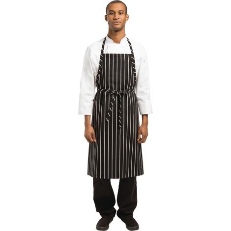 Tablier Bavette Tissé Chef Works Premium Rayures Noires Et Blanches - Chef Works