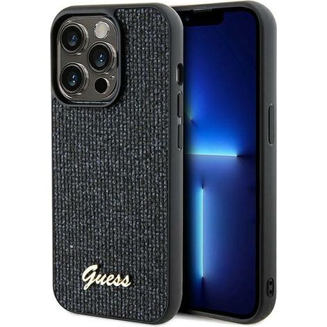Guess GUHCP14LPMSDGSK iPhone 14 Pro 6.1" nero/custodia rigida nera Disco Metal Script (1/5)