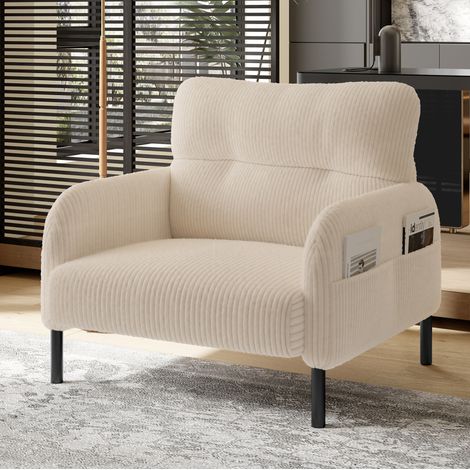 Sillón de tejido beige 67x75x79 cm con almacenamiento para salón contemporáneo FloraGrace (1/5)