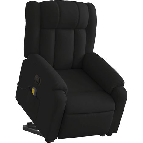 Poltrona relax con funzione massaggio e recliner in tessuto nero DEC027819