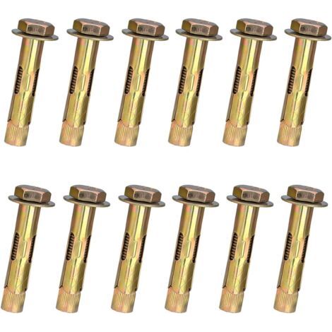 RHG Lot de 12 boulons à vis d'expansion M8 x 60 mm, écrou hexagonal, boulon d'ancrage à manchon d'expansion à haute résistance, fixations à haute résistance pour mur de briques en béton (1/5)