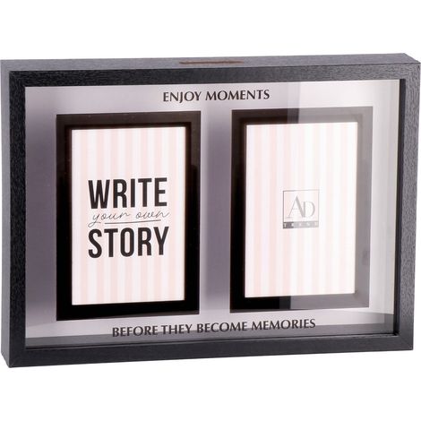 Regalo Italiano Salvadanaio MDF e Vetro 33 x 5 Cm H 24 Cm con 2 Foto – Porta Risparmi Decorativo Moderno da Arredo Casa