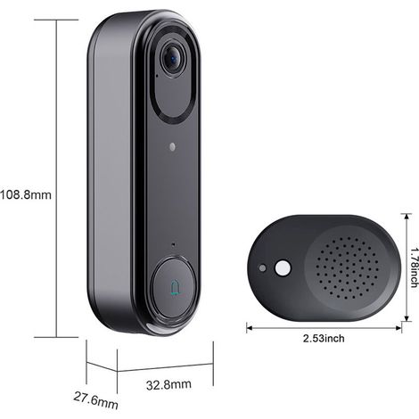 Adaptée pour Sonnette sans fil intelligente Z80 – Visiophone WiFi basse consommation – Caméra HD avec vision nocturne – Sonnette de sécurité avec carillon “Ding Dong” (1/4)
