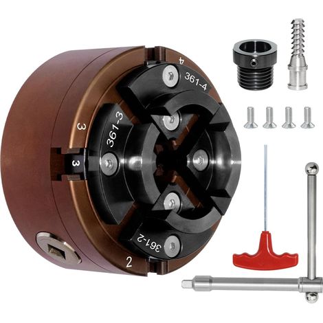 Mandrin de tour à bois,100mm 4 Mâchoires mandrin de tour centrage automatique M33 Avec adaptateur M18 (1/5)