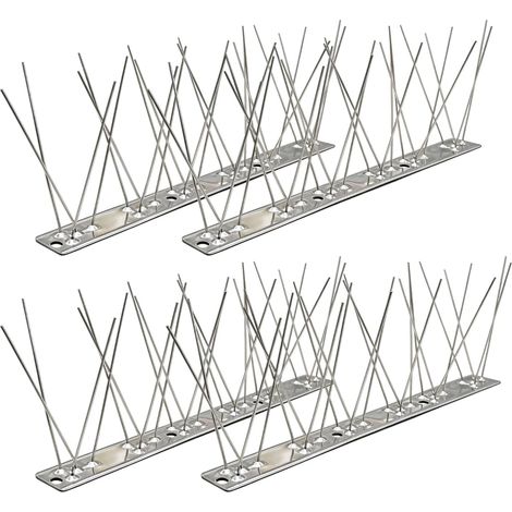 Pics Anti Pigeon Inox (1m, 4 pcs à 25cm) - Kit Répulsif Oiseaux 304 avec 8 Vis & 8 Colliers - Pour Balcon, Gouttière, Toit & Fenêtre - Contre Corbeaux (1/4)