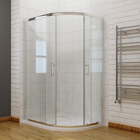 ELEGANT 1200x800mm Right Offset Shower Screen 6mm Nano Coated Glass Wet Room Shower Cubicle with Tray and Waste Trap (1/5)