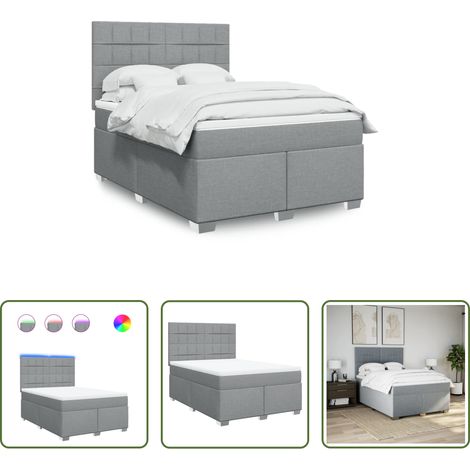 Matelas à ressorts ensachés - Sommier à lattes de lit avec matelas Gris clair 140x190cm Tissu (1/5)