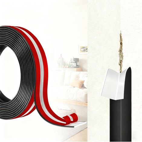 Baguette d'angle Autocollante PVC, Protection Flexible pour Murs et Meubles, Cornière Moulure Murale Profilé de Bord Souple pour Plafonds, Sols et Portes (1/5)
