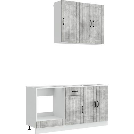 Unidad de cocina LUCCA 5 pcs Gris Hormigón Madera de ingeniería vidaXL (1/5)