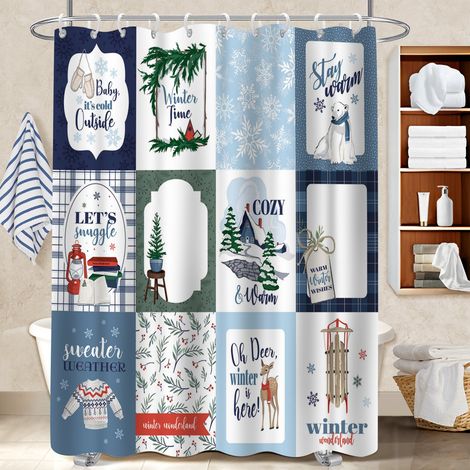 Kit rideau de douche en polyester 180x180 imprimé bâche polyester douche pour salle de bain d’amis (1/5)