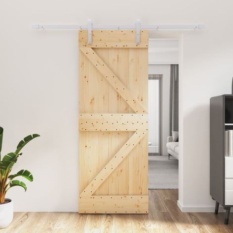 Puerta corredera con herrajes madera maciza de pino 80x210 cm vidaXL (1/5)