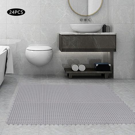 24 Stück PVC rutschfeste wasserdichte Matte, Badezimmer hohle Ablaufmatte, Küche, Balkon, Badezimmer, 30 30cm (1/5)