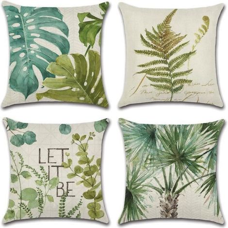 Housse De Coussin 40X40 Feuille Jungle Décoratif Housses Coussins Pour Canapé Chaise Lit Salon Lot De 4 Motif Plante