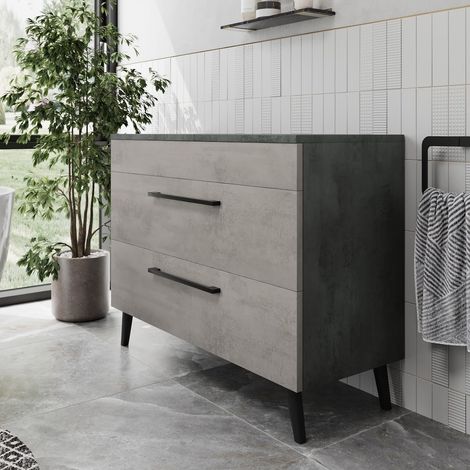 Bathroom Cloakroom Countertop Vanity Unit Cabinet Drawer 1000mm Soft Close Grey (1/5)