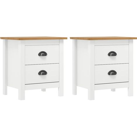 Maison Exclusive - Mesita noche Hill 2uds madera maciza pino blan (1/5)