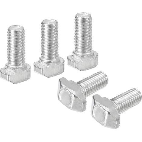 20Pcs Boulons en T, M5 x 12mm, Boulon à Tête de Marteau T, Vis à Encastrer pour Profilé en Aluminium à Rainure en T de la Série 2020, Acier au Carbone Nickelé, Argent (1/5)