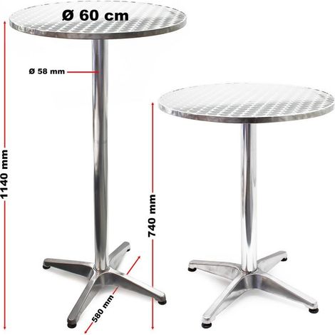 2 Tables Hautes Style Bistrot Bar 114 cm et dimaètre 60 cm. Aluminium  Idéal Soirée , Terrasse, Barbecue, Fêtes