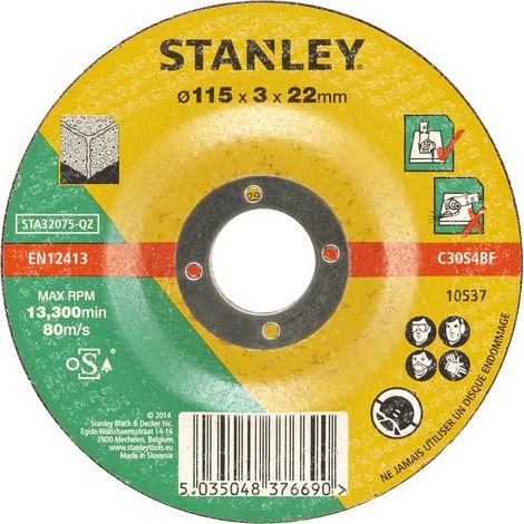 Disco taglio Stanley pietra ø115 x 3,4 x 22 mm