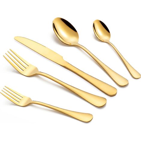 Couteaux Fourchettes Cuillères - Service De Couverts En Acier Inoxydable 18/0 - Pour 6 Personnes - 30 Pièces (1/5)