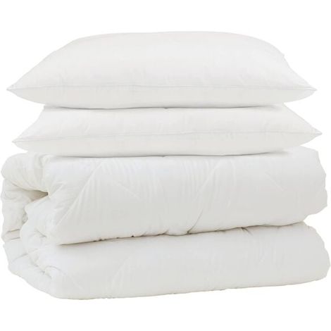 Ensemble de couette trois pièces en duvet d'oie et microfibre blanche (1/5)